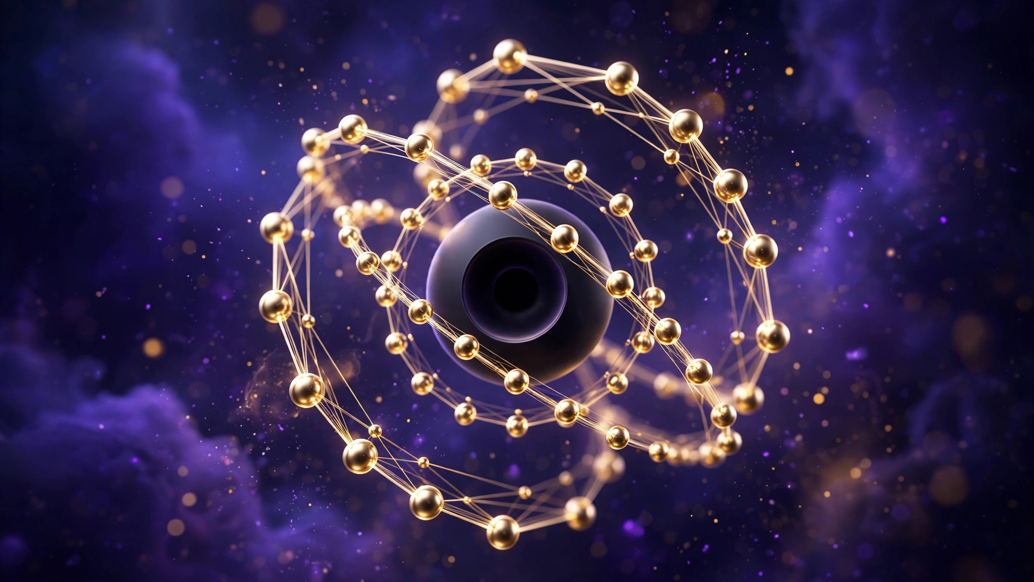Abstract violet and gold composition representing AI automation systems