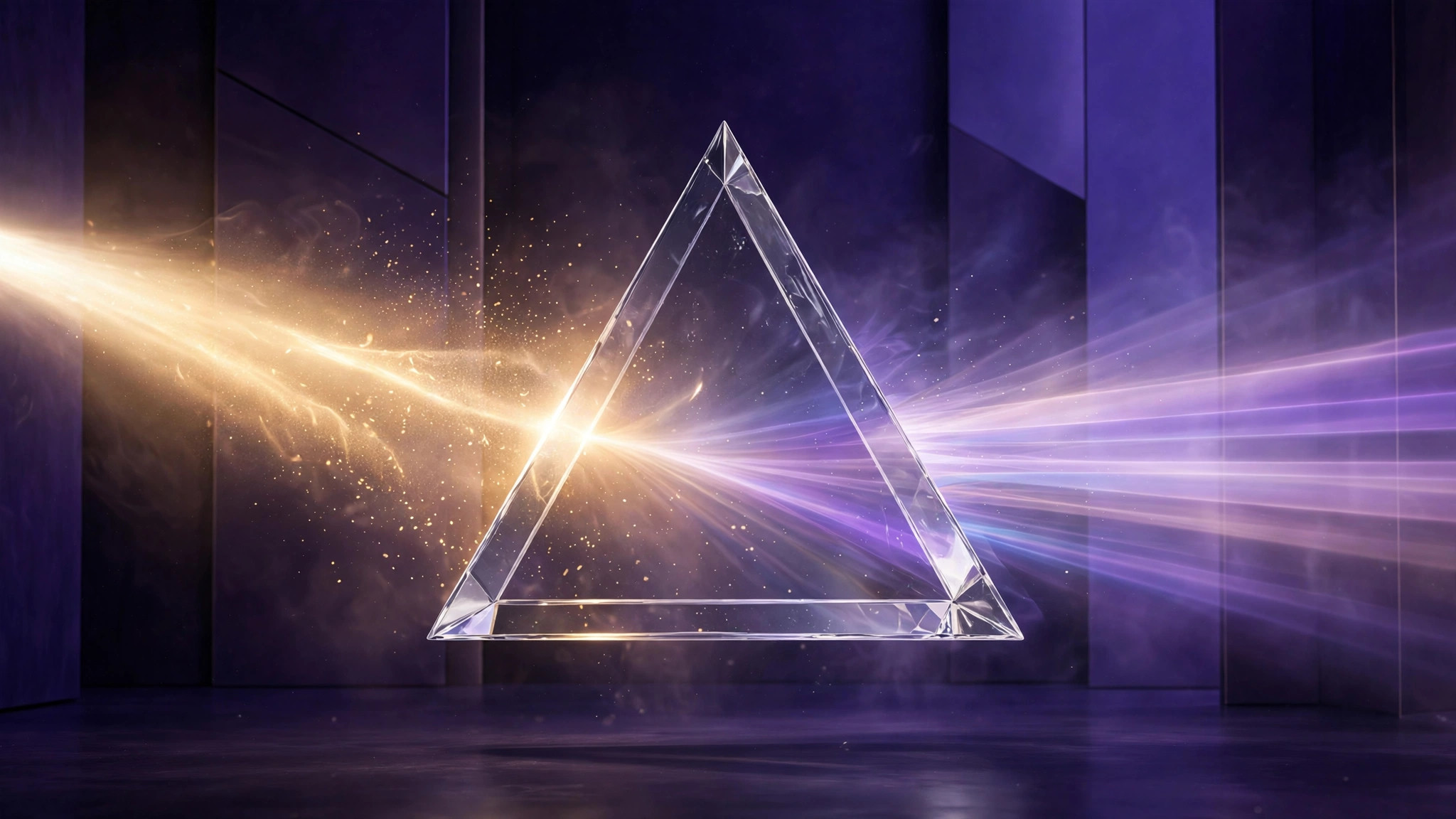Abstract violet and gold composition representing creative production
